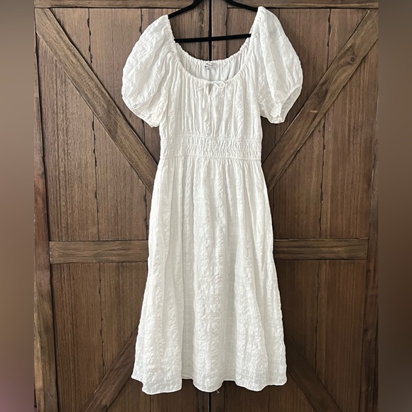 Madewell Sophia Midi Dress in Seersucker Check Lighthouse Size XL - Picture 5 of 12